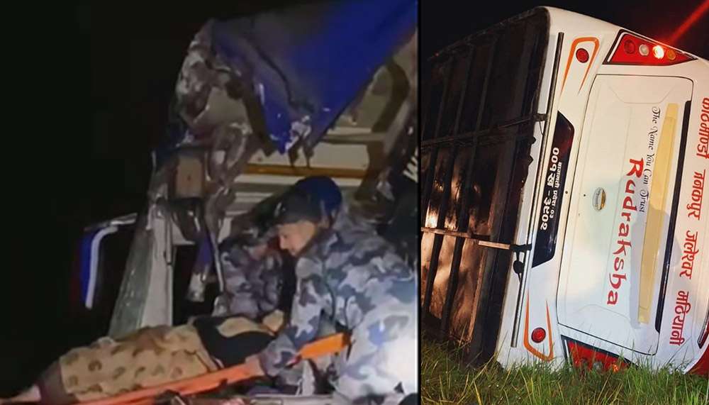 चितवनमा दुई बस र ट्रक ठोक्किए, ३३ यात्रु घाइते images