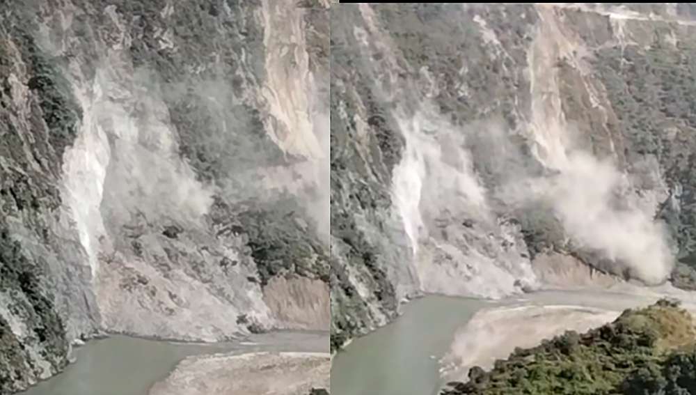 सुनकोसी नदीमा सुख्खा पहिरो खसेपछि स्थानीय सशंकित